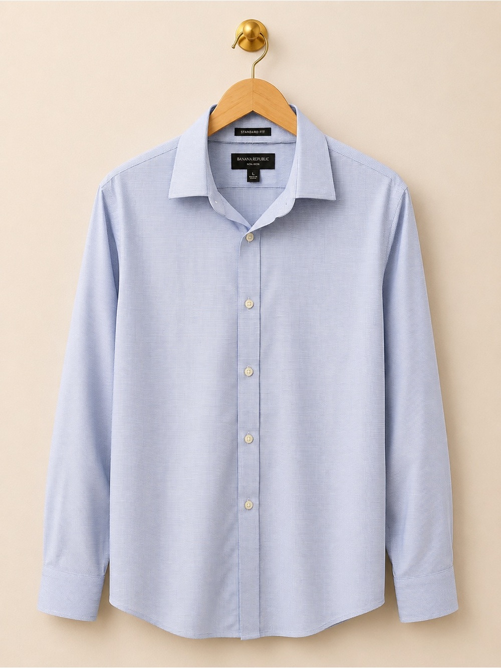 Banana Republic Non-Iron Standard Fit Dress Shirt Large Blue Check